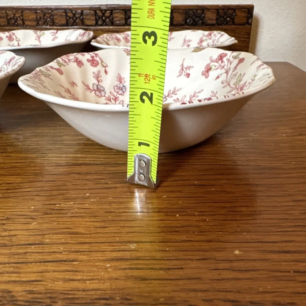 Vintage Johnson Brothers Rose Chintz Square Cereal Bowl Set Of 4